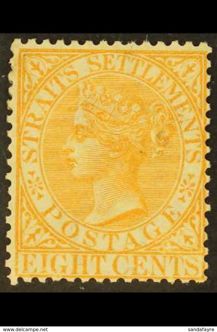 1867 8c Orange, Wmk Crown CC, SG 14a, Fine Mint, Large Part Og. For More Images, Please Visit Http://www.sandafayre.com/ - Straits Settlements