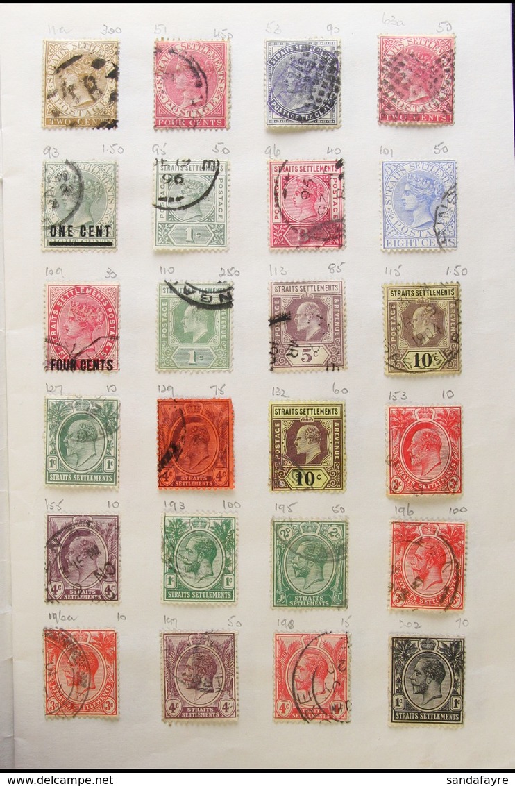 1867-1945 MINT & USED Stamps In An Approval Book, Inc 1937-41 Mint Vals To 50c Inc 1c, 5c, 6c, 8c, 10c, 12c, 15c, 25c, 3 - Straits Settlements