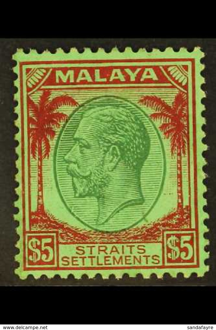 1936 $5 Green And Red On Emerald, Geo V, SG 274, Very Fine Mint. For More Images, Please Visit Http://www.sandafayre.com - Straits Settlements