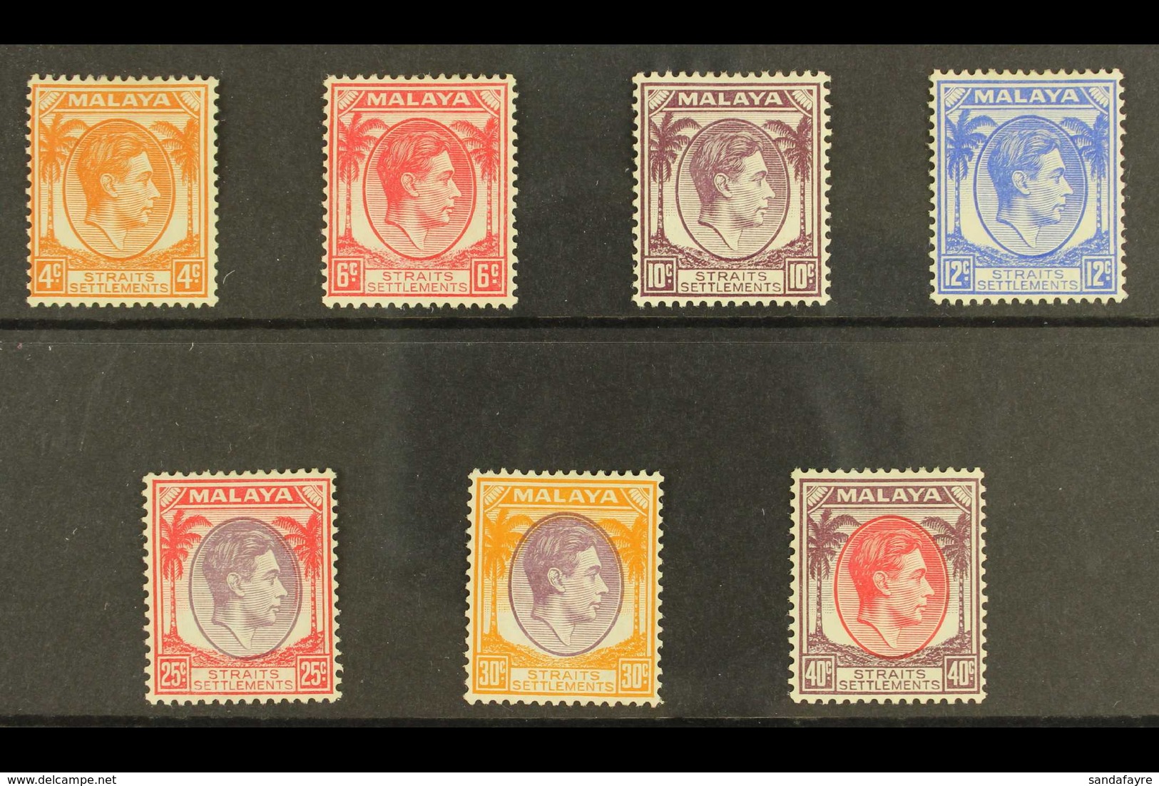 1937-41 KGVI Mint Values - 4c, 6c, 10c, 12c, 25c, 30c And 40c - Fine Mint. (7 Stamps) For More Images, Please Visit Http - Straits Settlements