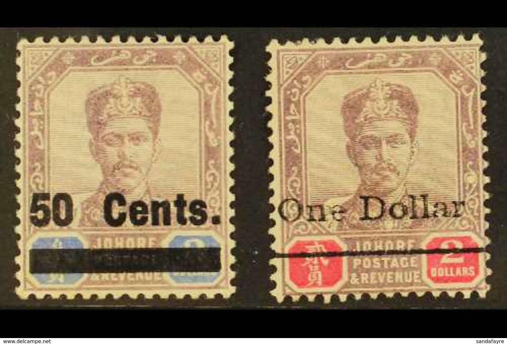 JOHORE 1903 50c And $1 Surcharge Pair, SG 56/7, Fine Mint. (2 Stamps) For More Images, Please Visit Http://www.sandafayr - Altri & Non Classificati