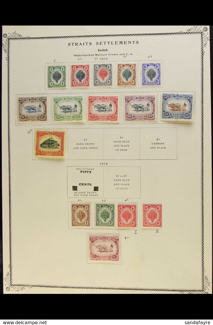 KEDAH 1912-1950 FINE MINT COLLECTION On Pages, All Different, Inc 1912 Set To $1, 1919-21 Set, 1921-32 Set To $1, 1922 E - Other & Unclassified