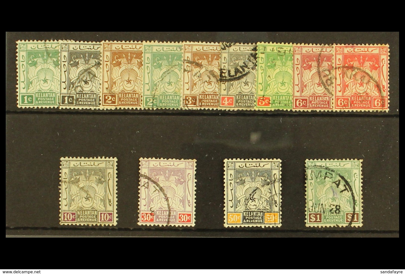 KELANTAN 1921 Arms Set, Wmk Script, SG 14/23, Very Fine Used. (13 Stamps) For More Images, Please Visit Http://www.sanda - Altri & Non Classificati