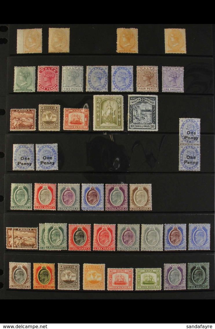 1863-1914 ALL DIFFERENT MINT COLLECTION Includes 1863-81 (watermark Crown CC) ½d Buff (wing Margin) And ½d Pale Buff, Pl - Malta (...-1964)