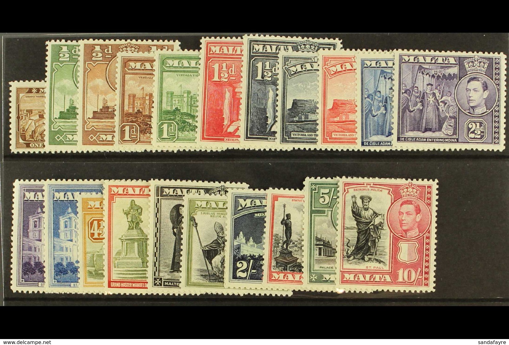 1938-43 Complete Set, SG 217/231, Fine Never Hinged Mint. (21 Stamps) For More Images, Please Visit Http://www.sandafayr - Malta (...-1964)