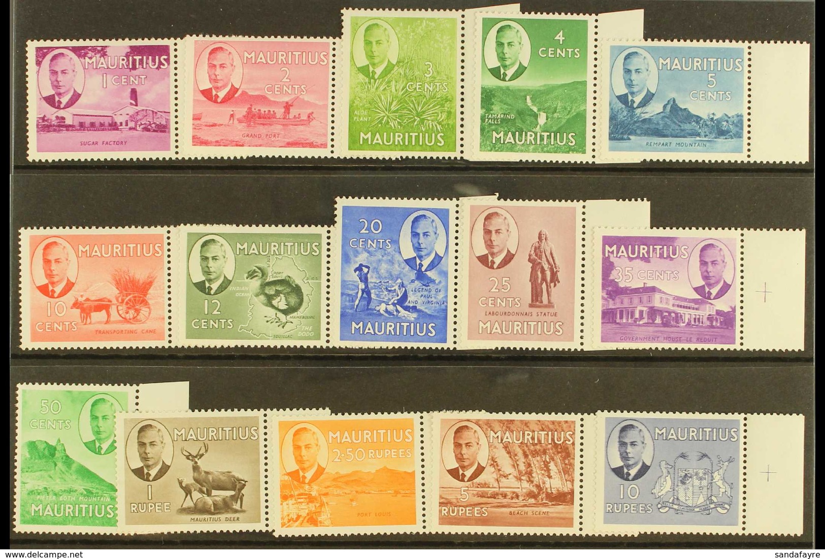 1950-53 Pictorial Definitive Set, SG 276/90, Never Hinged Mint Marginal Set (15 Stamps) For More Images, Please Visit Ht - Mauritius (...-1967)