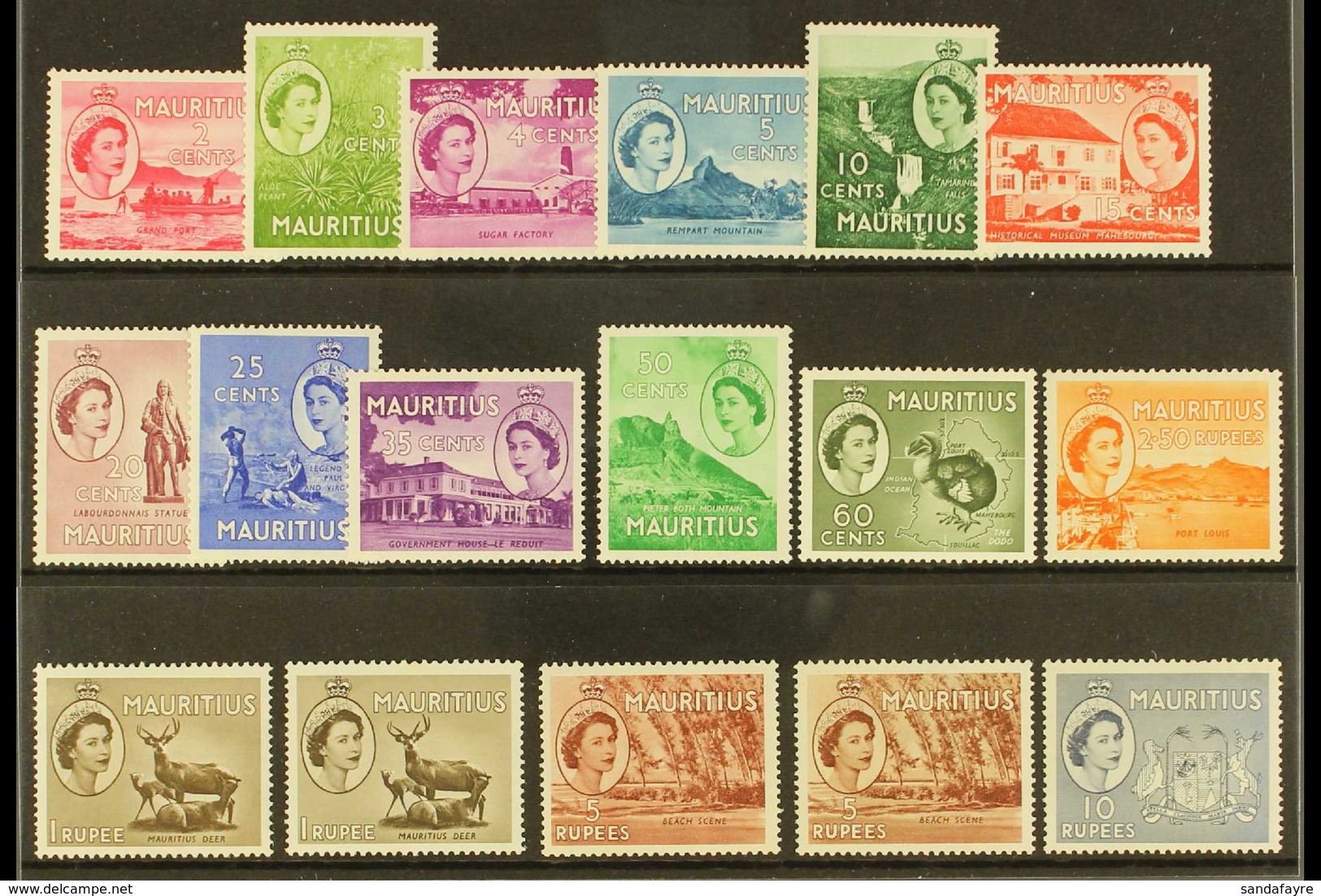 1953 1953-58 Pictorial Definitive Set Plus Listed 1r & 5r Shades, SG 293/306, Never Hinged Mint (17 Stamps) For More Ima - Mauritius (...-1967)