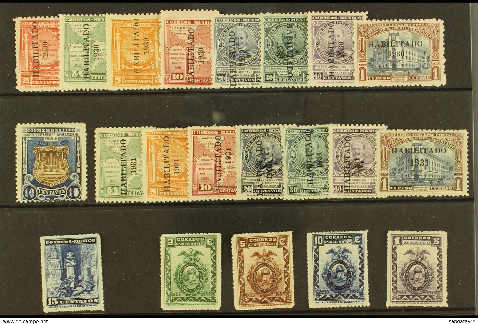 1930-1933 COMPLETE MINT An Attractive Selection On A Stock Card With A Complete "Postal" Issues Run, Scott 667/687. A Fi - Messico