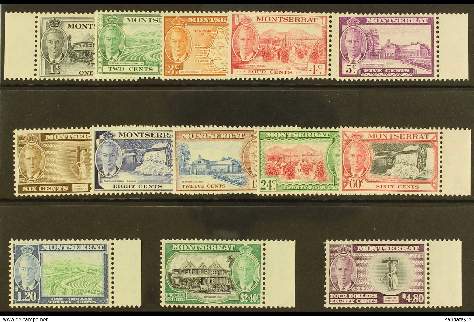 1951 Pictorial Definitive Set, SG 123/35, Never Hinged Mint Marginals (13 Stamps) For More Images, Please Visit Http://w - Montserrat