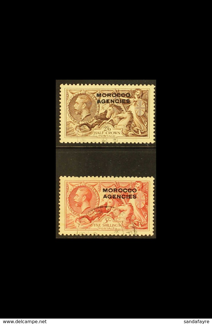BRITISH CURRENCY 1935-37 2s6d And 5s Re-engraved Seahorses, SG 73/74, Very Fine Used. (2 Stamps) For More Images, Please - Other & Unclassified