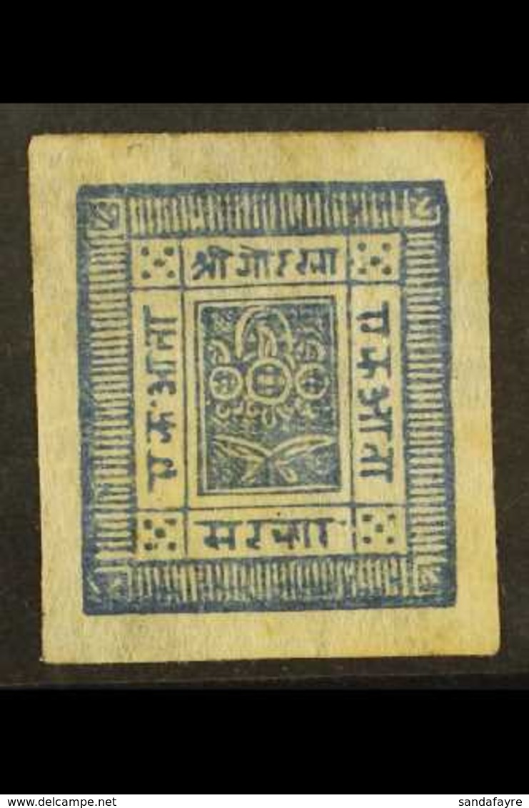 1886-9 1a Blue On Native Paper, Imperf, Very Clear Impression, SG 7, Fine Mint No Gum As Issued, Light Toning Around Edg - Nepal