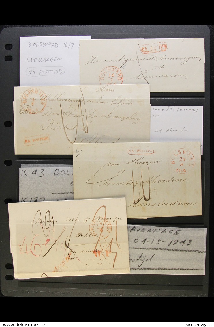 1843-1866 "NA POSTTIJD" (POSTED TOO LATE) COVERS. An Interesting Collection Of Stampless Unpaid By Sender Entires And En - Other & Unclassified
