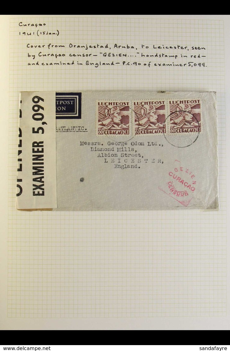 NETHERLANDS ANTILLES (CURACAO) 1941-1945 CENSORED COVERS COLLECTION. A Most Interesting Collection Presented On Written  - Other & Unclassified
