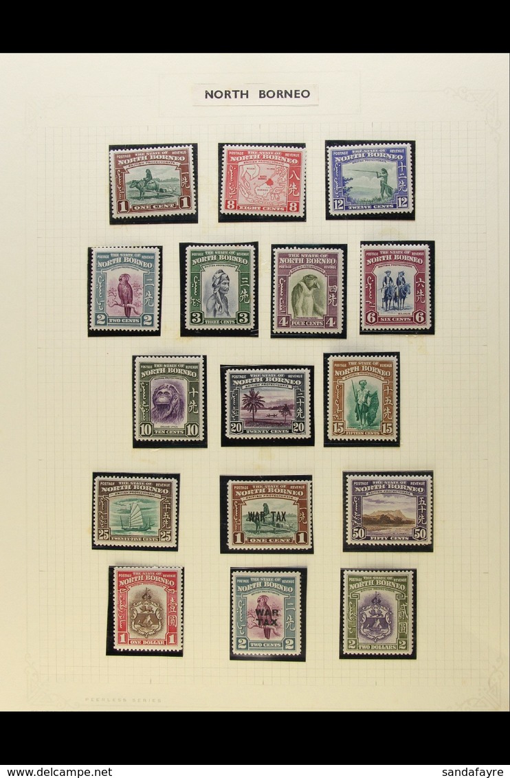 1939-1950 ALMOST COMPLETE VERY FINE MINT COLLECTION In Hingeless Mounts On Leaves, ALL DIFFERENT, Only One Stamp Missing - North Borneo (...-1963)