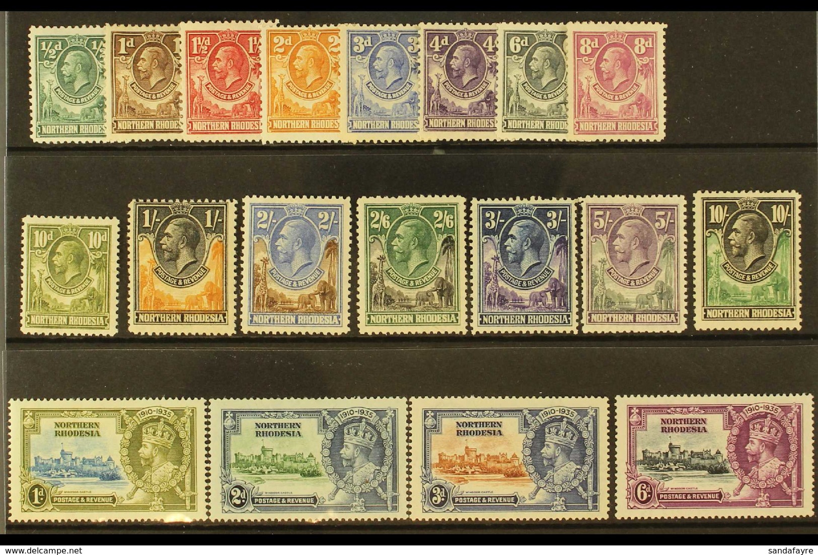 1925-36 KGV MINT COLLECTION Presented On A Stock Card That Includes 1925-29 Definitive Range With Most Values To 5s & 10 - Northern Rhodesia (...-1963)