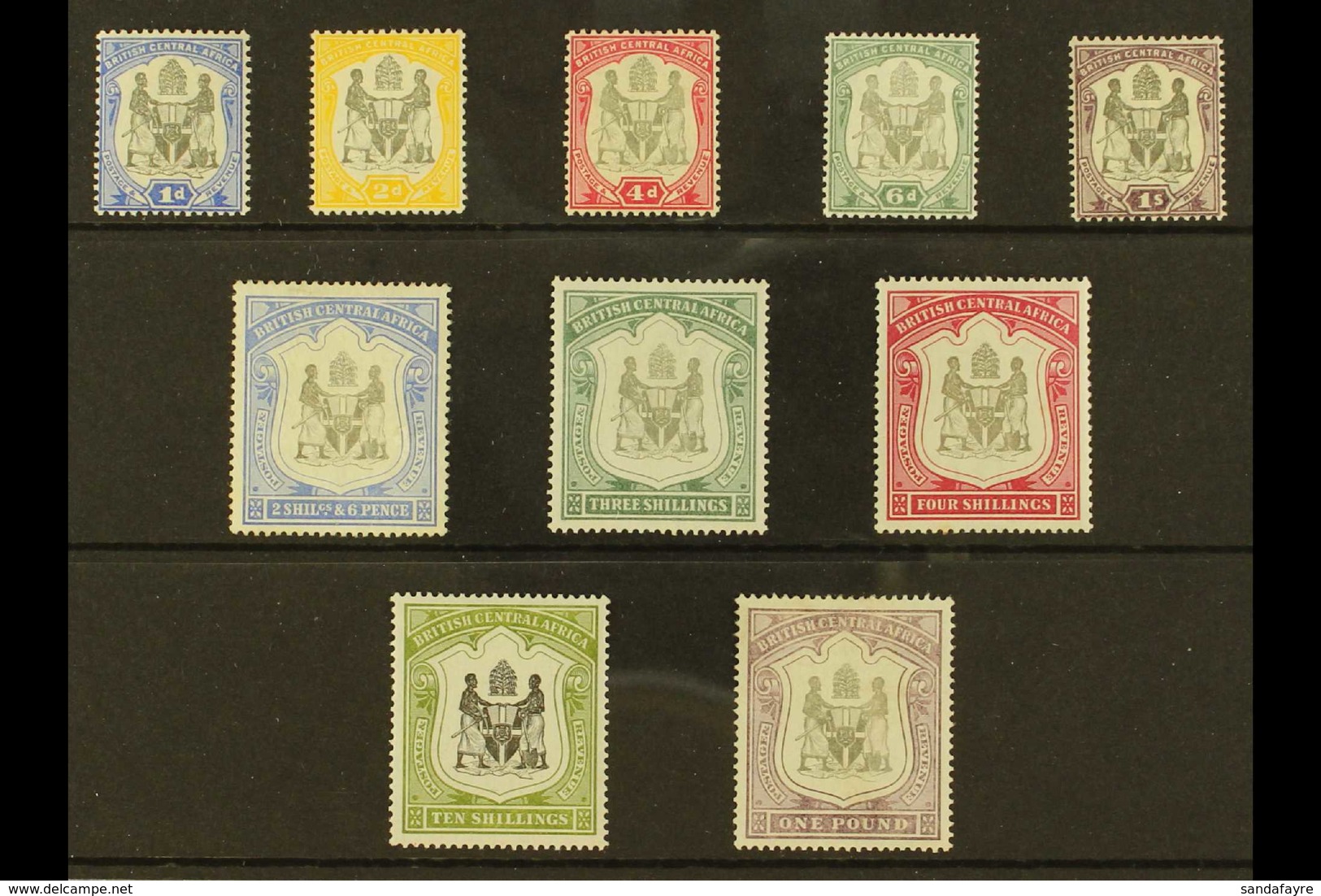 1897 Arms Set To £1 Complete, SG 43/51, Very Fine And Fresh Mint Og. Scarce Set. (10 Stamps) For More Images, Please Vis - Nyasaland (1907-1953)