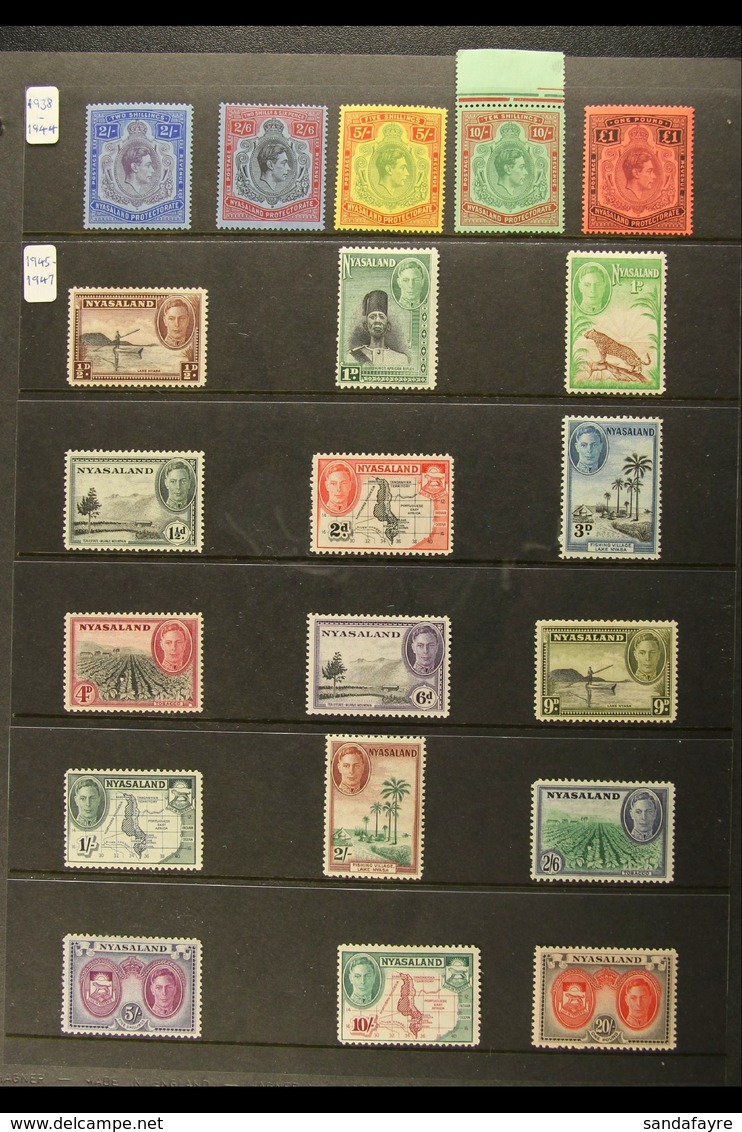 1934 - 1964 COMPLETE MINT COLLECTION Fresh Mint Collection Arranged On Hagner Pages Incl 1934 Geo V Set, 1938 Geo VI Set - Nyasaland (1907-1953)