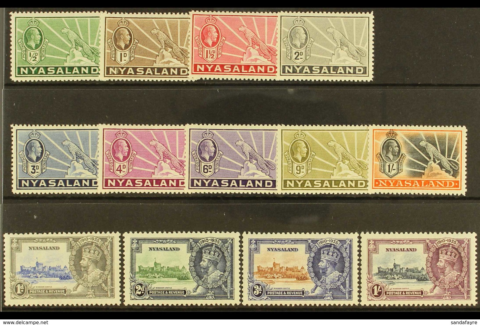 1934-35  KGV VERY FINE MINT "Symbol Of The Protectorate" & " Silver Jubilee" Sets, SG 114/26, VFM (13 Stamps) For More I - Nyassaland (1907-1953)