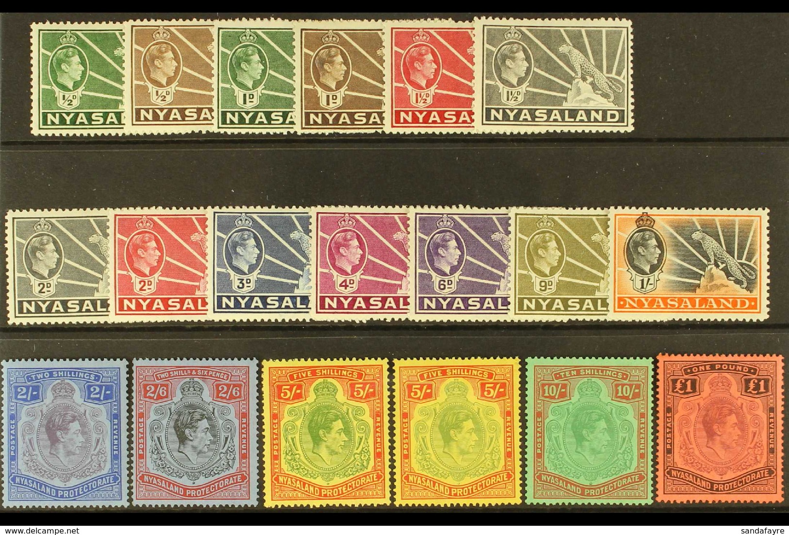 1938-44 Definitive Set With Both 5s Papers, SG 130/43, Very Fine Mint (19 Stamps) For More Images, Please Visit Http://w - Nyassaland (1907-1953)