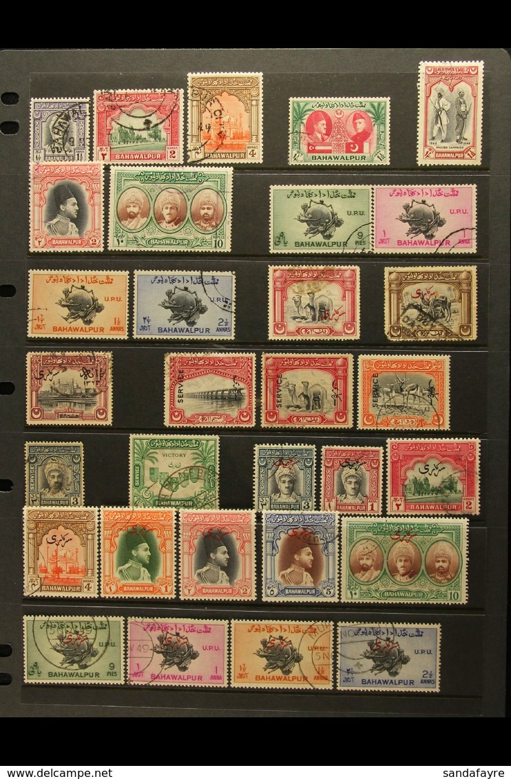 1945-1949 USED COLLECTION On A Stock Page, All Different, Inc 1948 1½a, 2a & 4a, 1948 1½a Multan Campaign, 1948 2r & 10r - Bahawalpur
