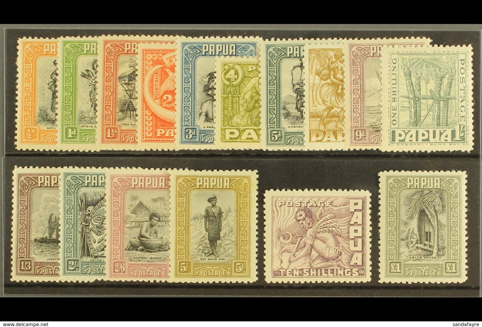 1932-40 Pictorials Set Complete, SG 130/145, Very Fine Mint, The 5d With Perf Fault (16 Stamps) For More Images, Please  - Papua New Guinea