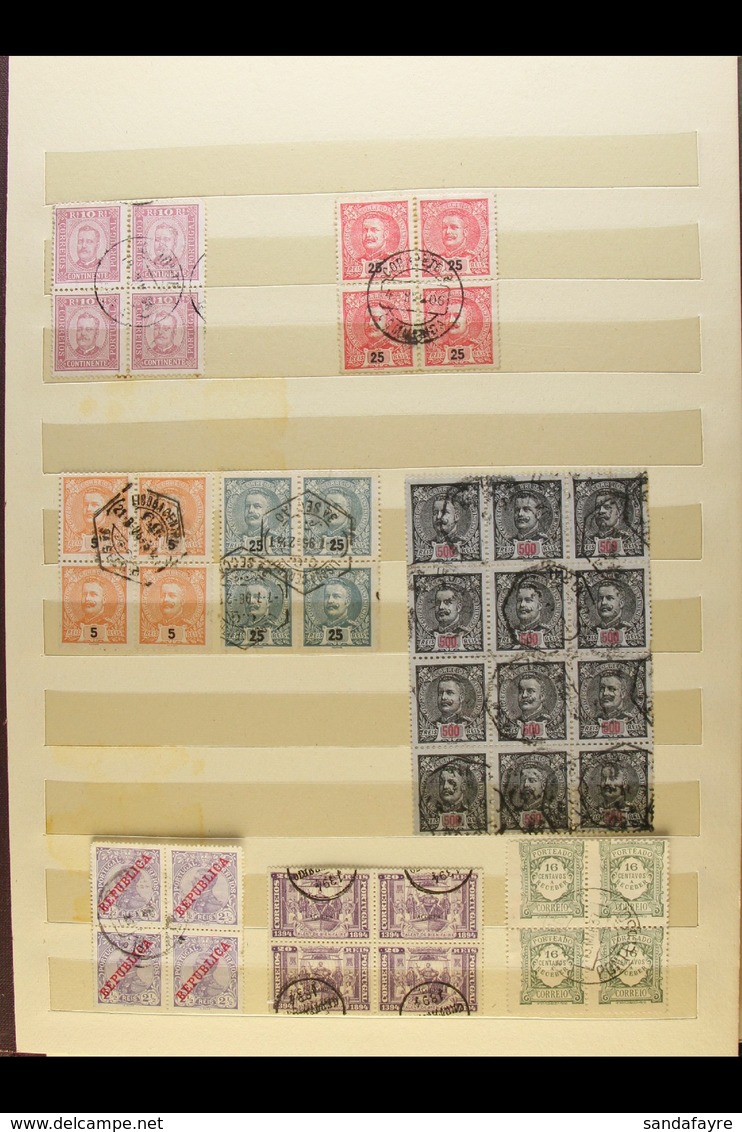 1892-1940 USED BLOCKS OF FOUR. A Collection Of All Different Used BLOCKS Of 4 On Stock Pages, Inc 1895-96 500r Block Of  - Other & Unclassified