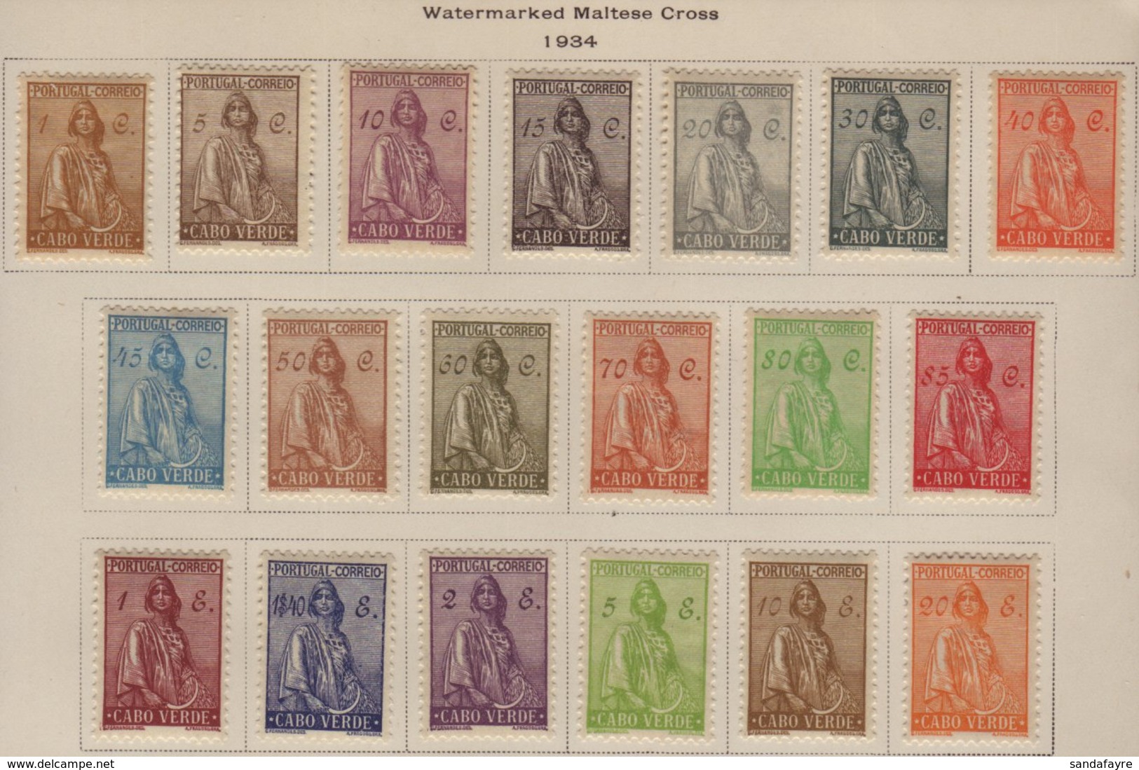 CAPE VERDE 1934 Ceres Definitive Set, SG 270/88, Very Fine Mint (19 Stamps) For More Images, Please Visit Http://www.san - Altri & Non Classificati