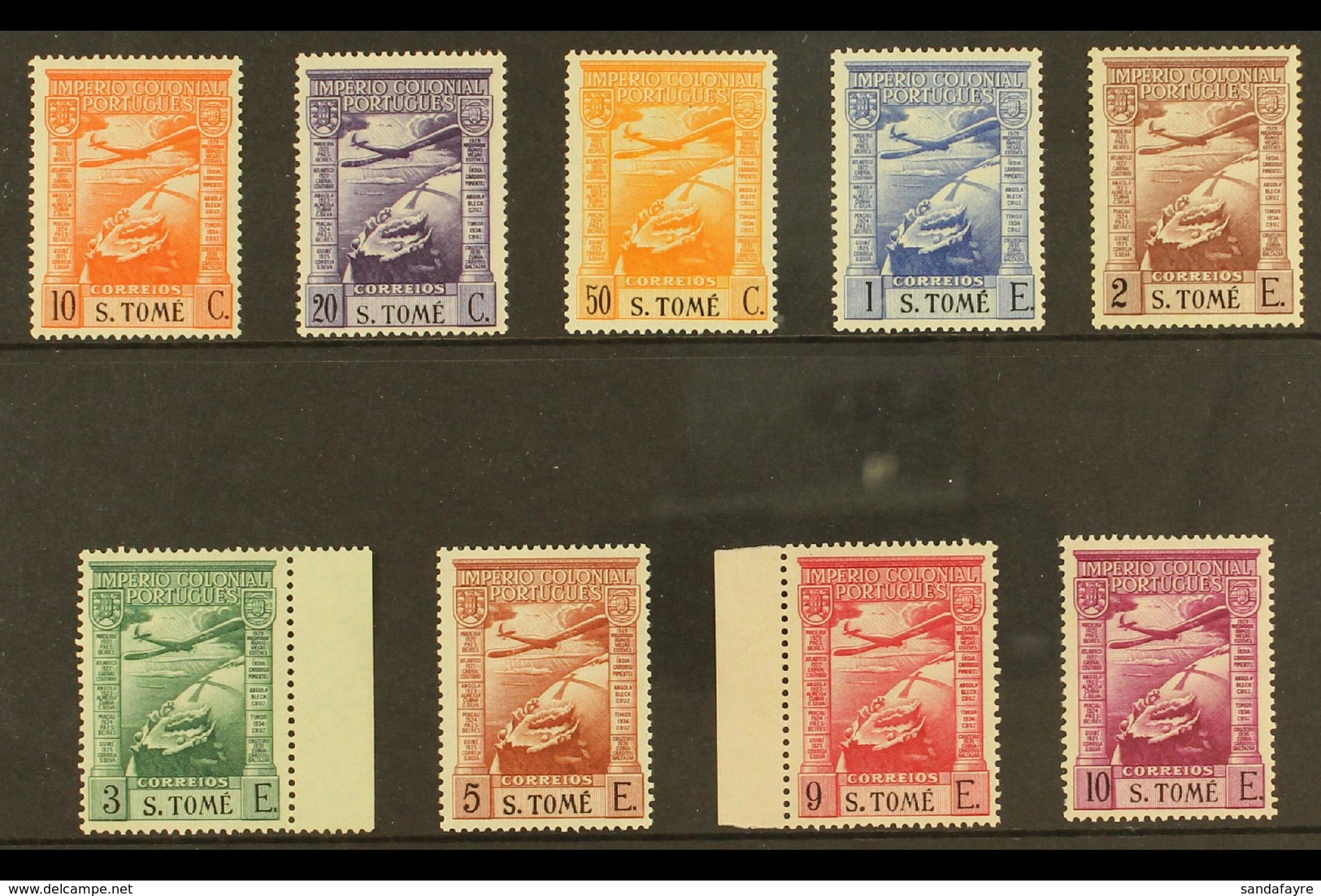 ST THOMAS & PRINCE ISLANDS 1938 Navigator Air Set (inscribed - S.TOME), SG 362/370, Fine Mint (9 Stamps) For More Images - Other & Unclassified