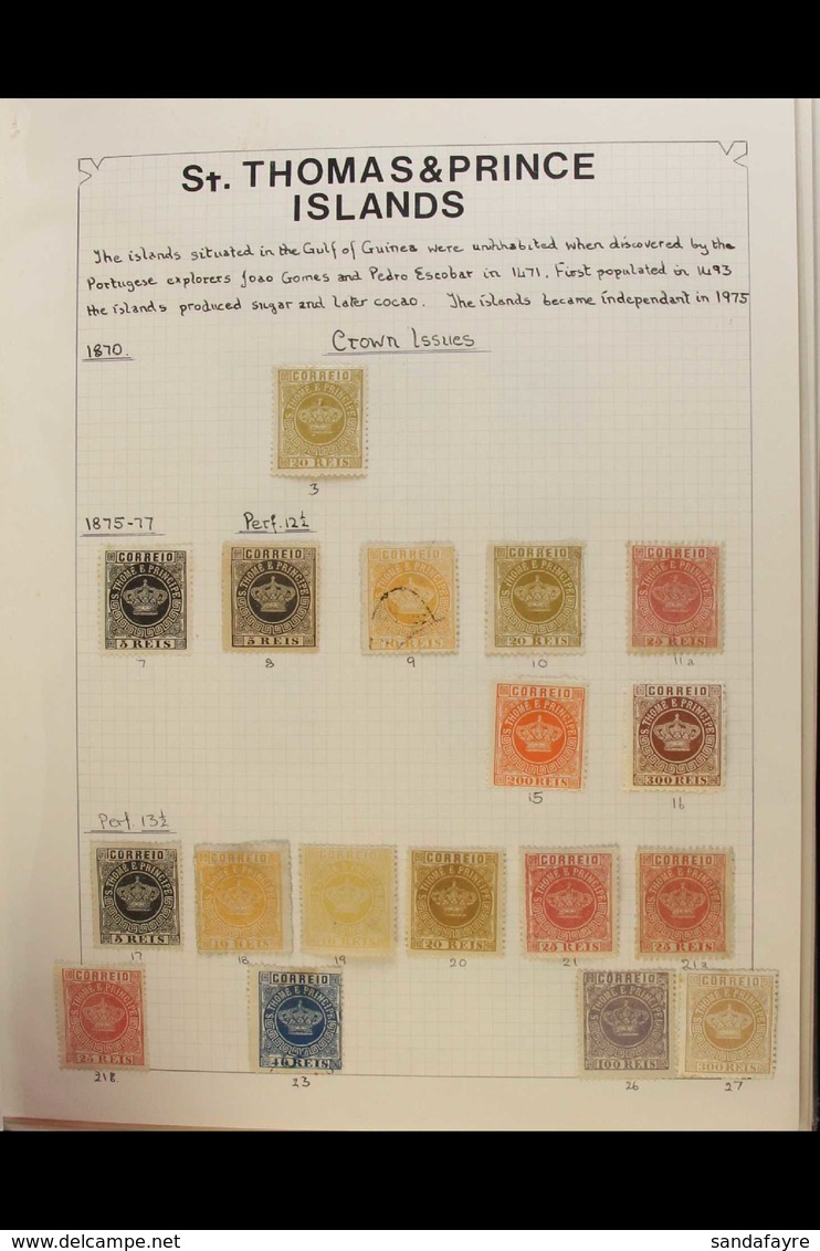 ST THOMAS AND PRINCE ISLANDS 1870-1972 POWERFUL ALL DIFFERENT MINT AND USED COLLECTION Nicely Written Up In An Album. Wi - Other & Unclassified