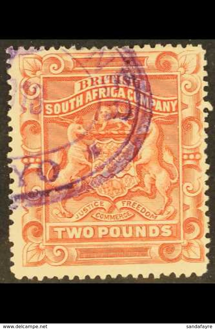 1897 £2 Rosy Red, Perf.15, SG 74 (Barefoot 2a), Fiscally Used, Fine Used WITHOUT Perfin. For More Images, Please Visit H - Other & Unclassified