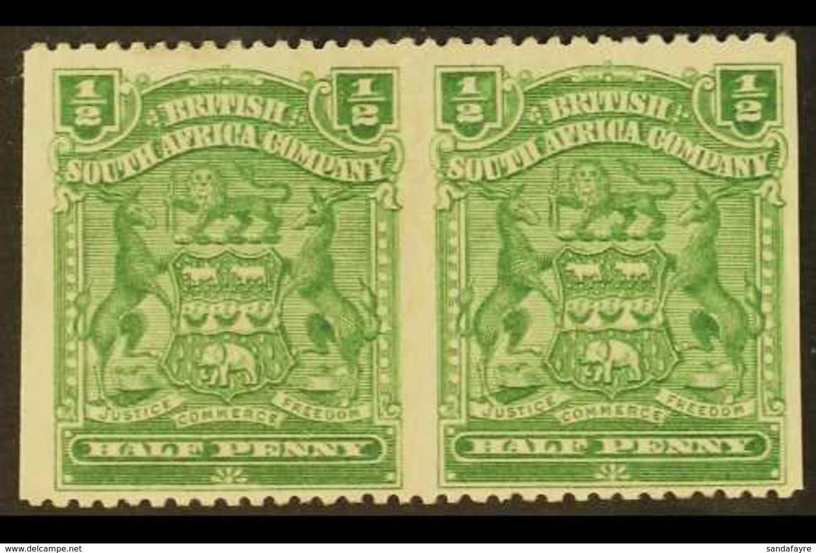 1898 ½d Yellow Green, Horizontal Pair, Variety "imperf Between", SG 75aa, Very Fine Mint. For More Images, Please Visit  - Altri & Non Classificati
