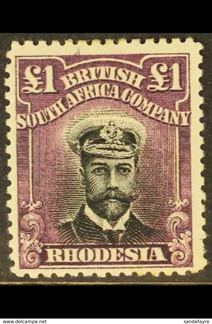 1913-19 KGV "Admiral" £1 Black And Purple, Die II Perf 14, SG 242, Fine Mint. For More Images, Please Visit Http://www.s - Other & Unclassified