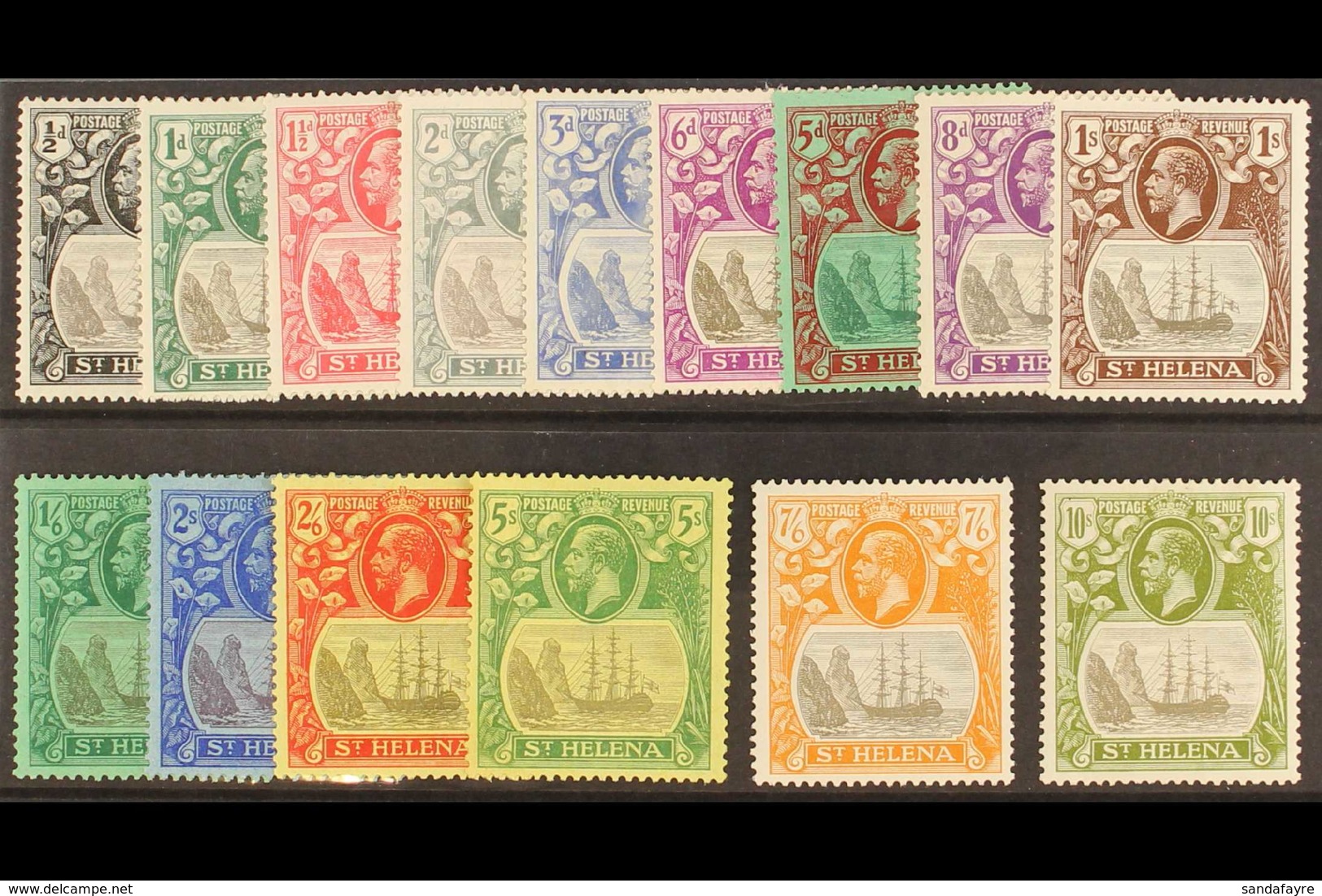 1922 Wmk Script CA Badge Set Complete To 10s, SG 97/112, Mint Lightly Hinged (15 Stamps) For More Images, Please Visit H - Saint Helena Island