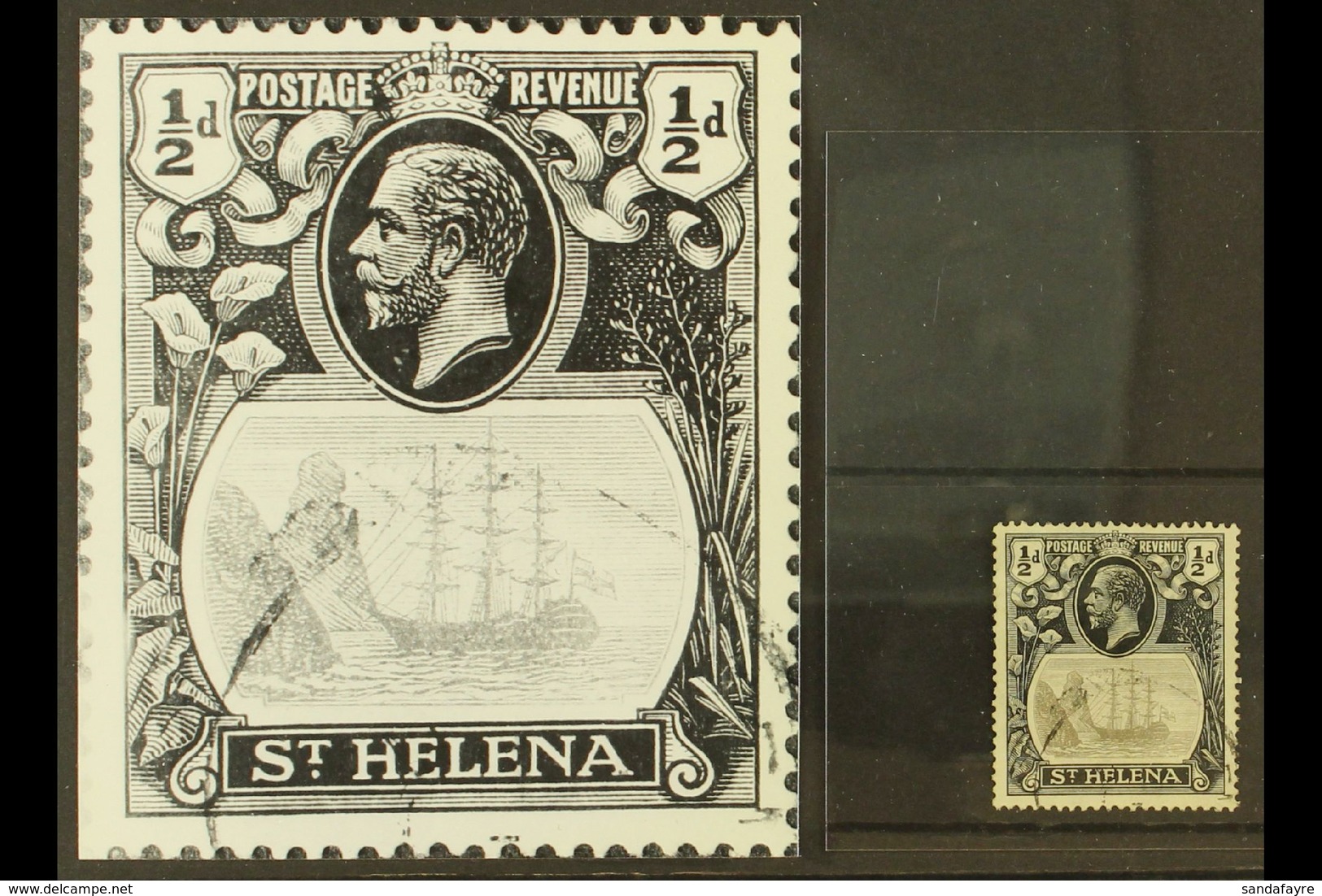 1922-37 ½d Grey-black & Black, "TORN FLAG" VARIETY, SG 97b, Fine Used For More Images, Please Visit Http://www.sandafayr - Saint Helena Island