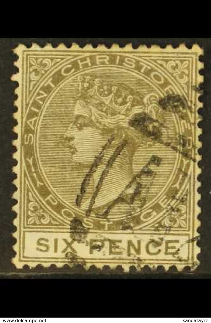 1890 6d Olive-brown, SG 19, A Scarce Used Example With Clear A12 Cancel. For More Images, Please Visit Http://www.sandaf - St.Christopher-Nevis & Anguilla (...-1980)