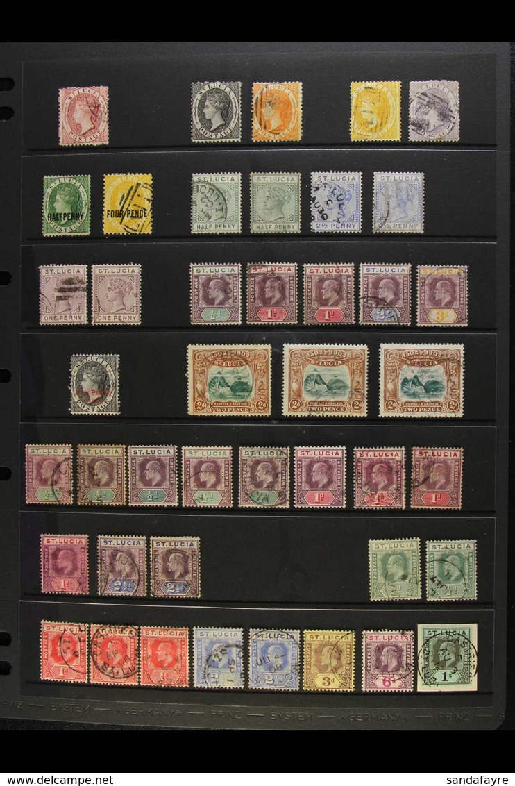 1863-1966 USED SELECTION Presented On Stock Pages. Includes 1863 1d, 1864 P12½ 1d & 4d, P14 6d & 1s, KEVII & KGV Ranges  - St.Lucia (...-1978)