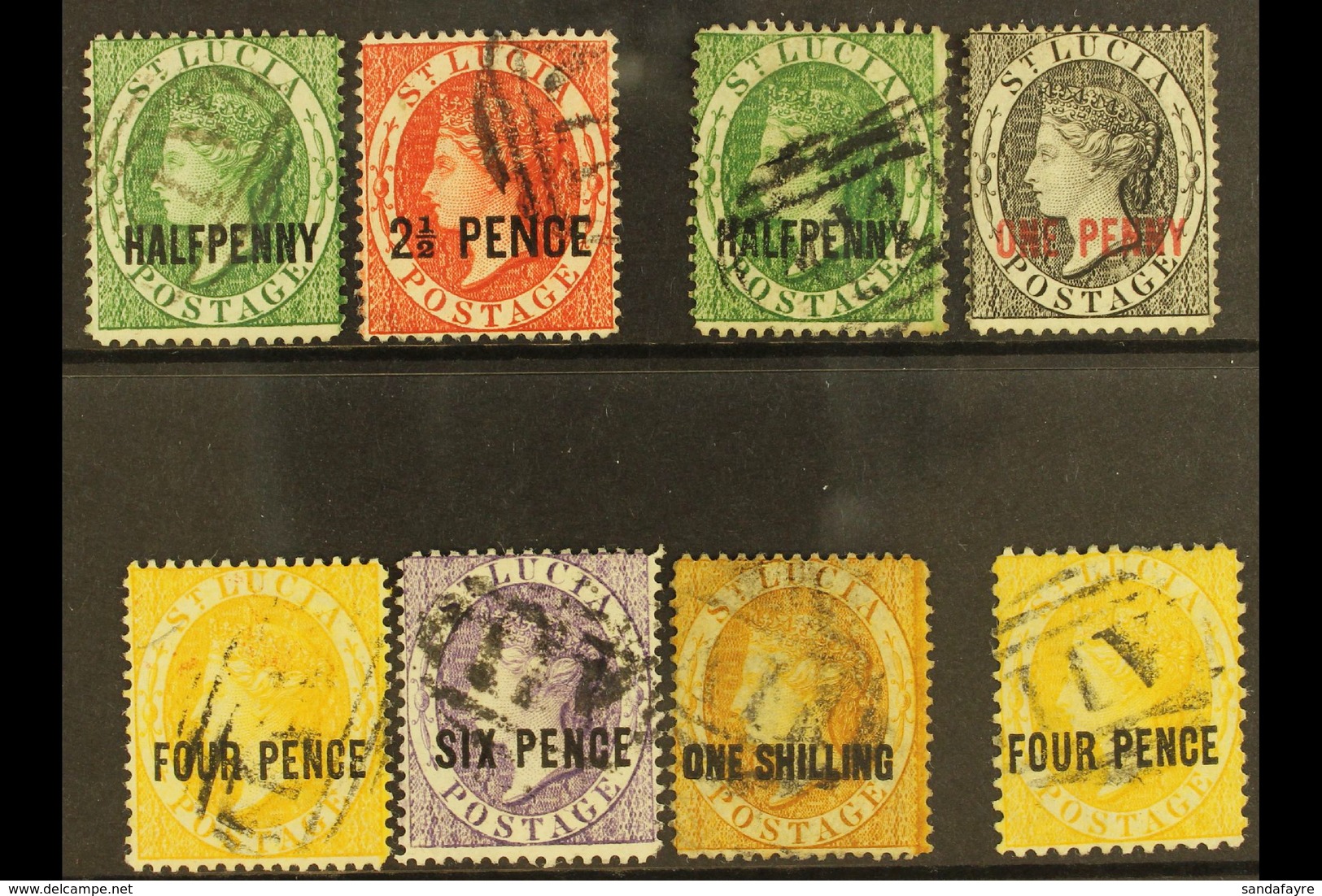 1881-84 SURCHARGED GROUP A Lovely, Good To Fine Used Selection That Includes The 1881 (CC) Surcharges Set, 1882-84 (CA)  - St.Lucia (...-1978)