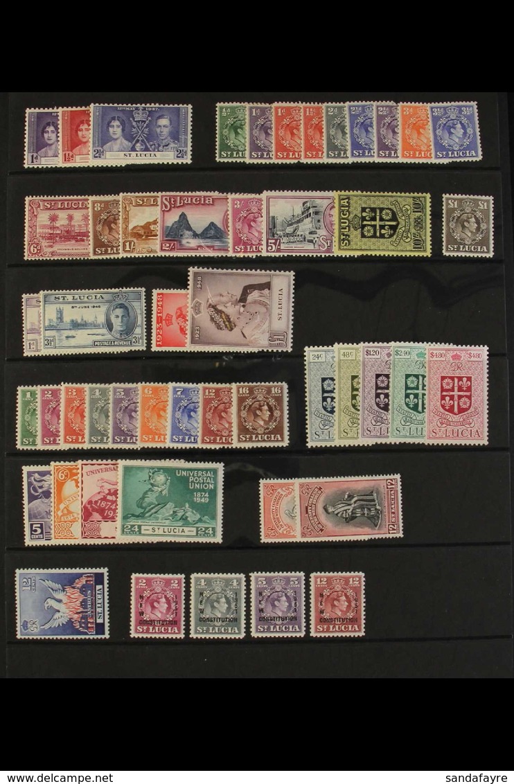 1937-51 KING GEORGE VI Basic Issues Complete Very Fine Mint, SG 125/170, Includes 1938-48 Definitive Set, 1948 Silver We - St.Lucia (...-1978)