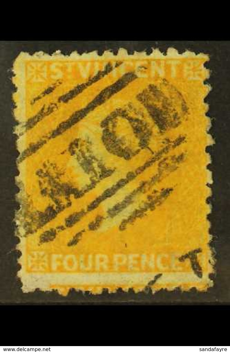 1869 4d Yellow, No Wmk, Perf 11 To 12½, SG 12, Fine Used For More Images, Please Visit Http://www.sandafayre.com/itemdet - St.Vincent (...-1979)
