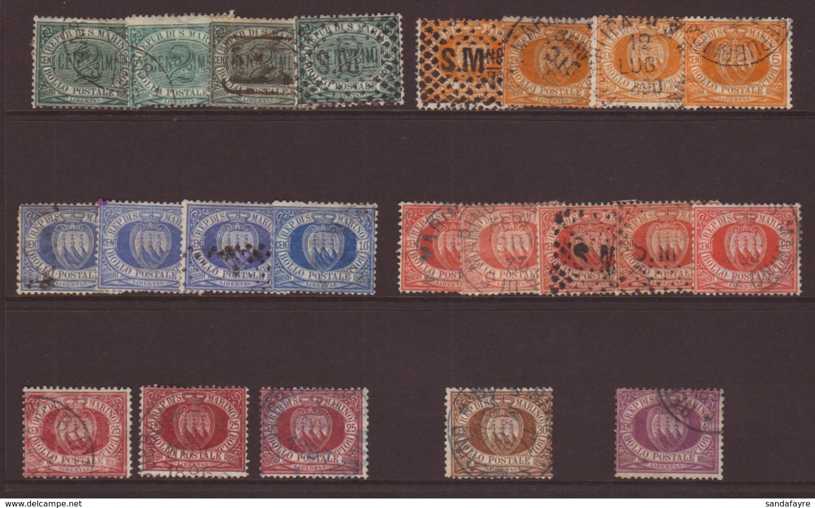 1877-90 First Issues Used Selection (Sassone 1/7) With A Number Of Additional Shades For The 2c To 25c Values And Noting - Altri & Non Classificati