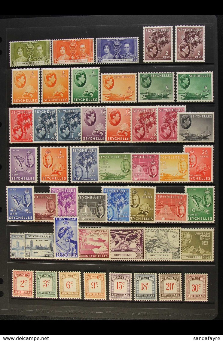 1937-52 MINT COLLECTION. An ALL DIFFERENT Collection That Includes 1938-49 Range With Some Paper Variants To 1r, 1952 Co - Seychellen (...-1976)