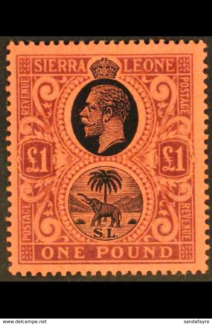 1912-21 £1 Black And Purple, SG 128, Mint Lightly Hinged. For More Images, Please Visit Http://www.sandafayre.com/itemde - Sierra Leone (...-1960)
