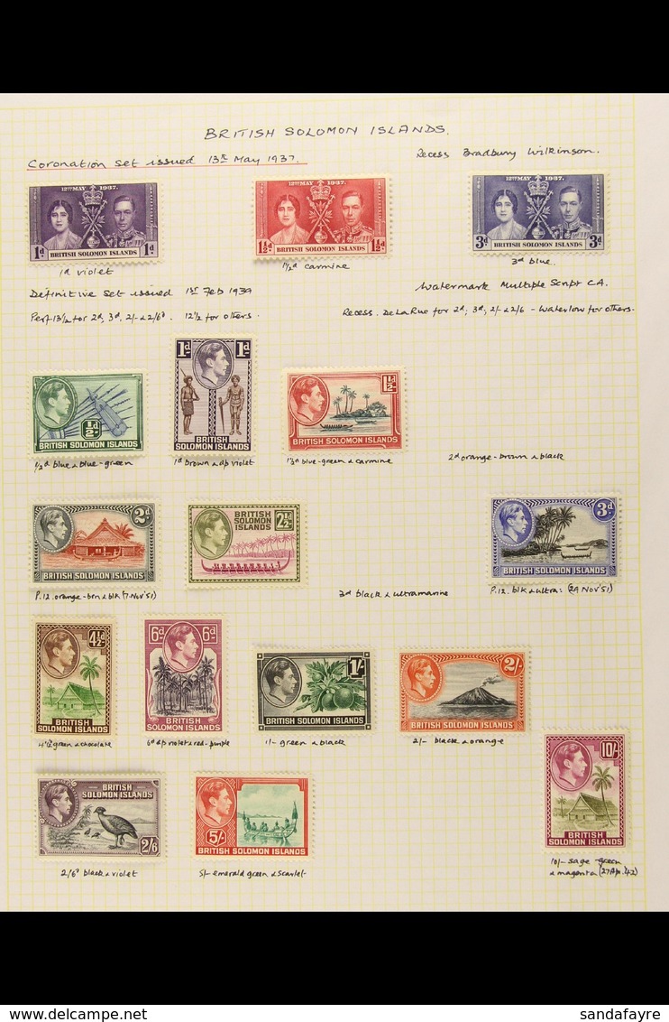 1937-52 COMPLETE FINE MINT KGVI COLLECTION On Album Pages. A Complete Basic Postal Issues Collection, SG 57/80, Plus 194 - British Solomon Islands (...-1978)