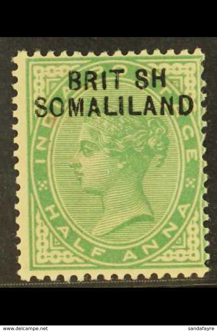 1903 ½a Yellow-green With Opt At Top Of Stamp With "BRIT SH" Variety, SG 1a, Mint, Small Red Red Mark On Surface. For Mo - Somaliland (Protectorate ...-1959)