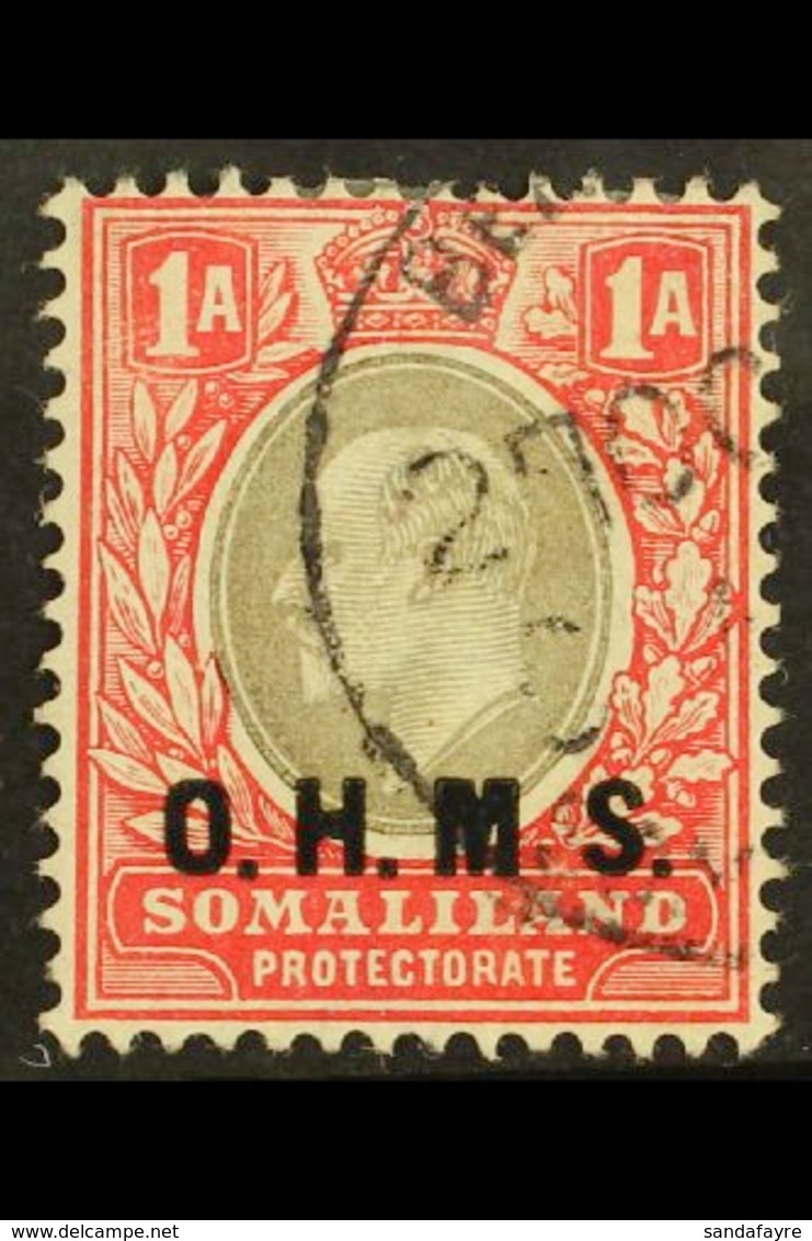 OFFICIAL 1904-05 1a Grey- Black And Carmine With NO STOP AFTER "M", SG O11a, Very Fine Used. For More Images, Please Vis - Somaliland (Protectorate ...-1959)