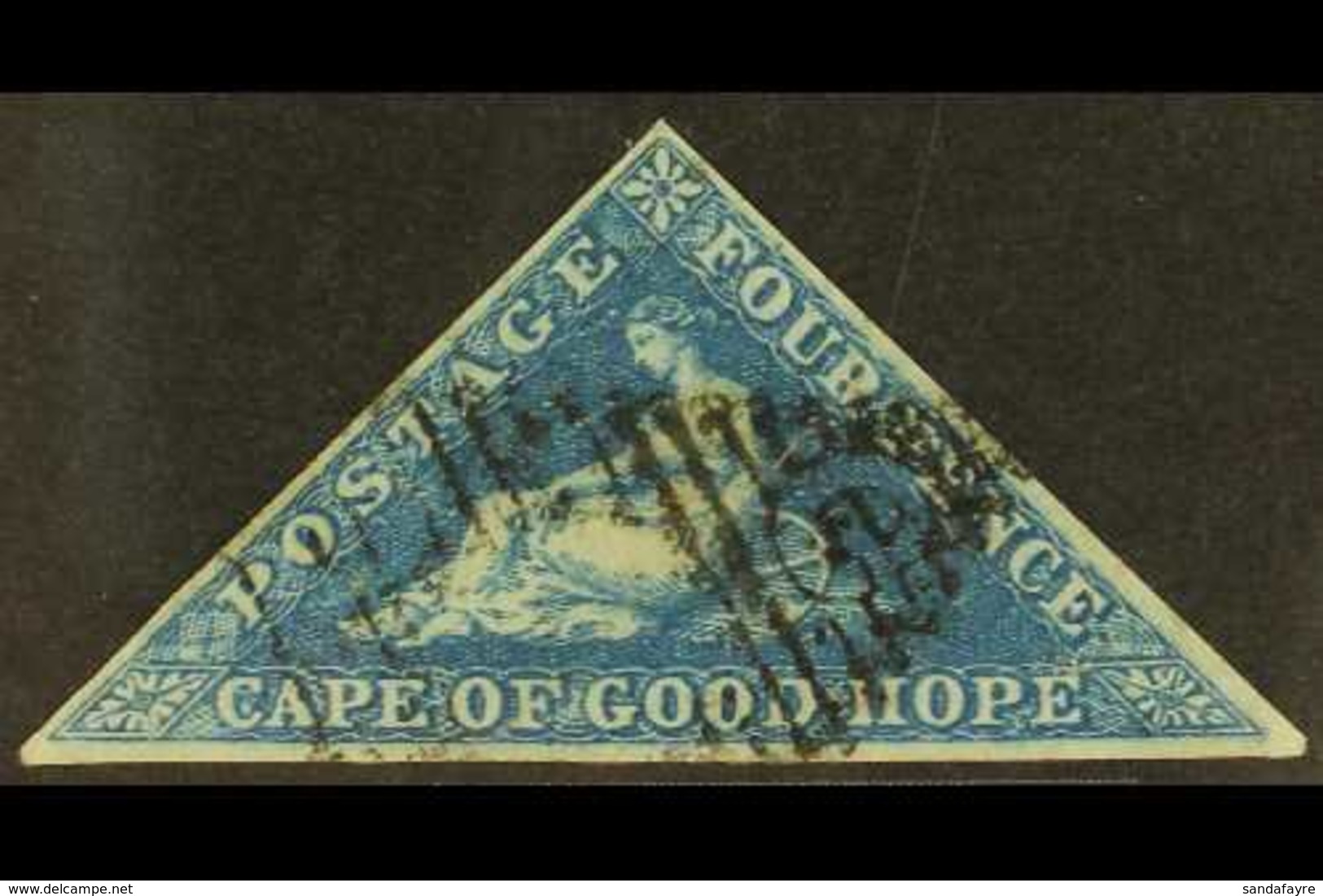 CAPE OF GOOD HOPE 1853 4d Deep Blue On Deeply Blued Paper, SG 2, Used With 3 Margins & Neat Cancellation. For More Image - Unclassified