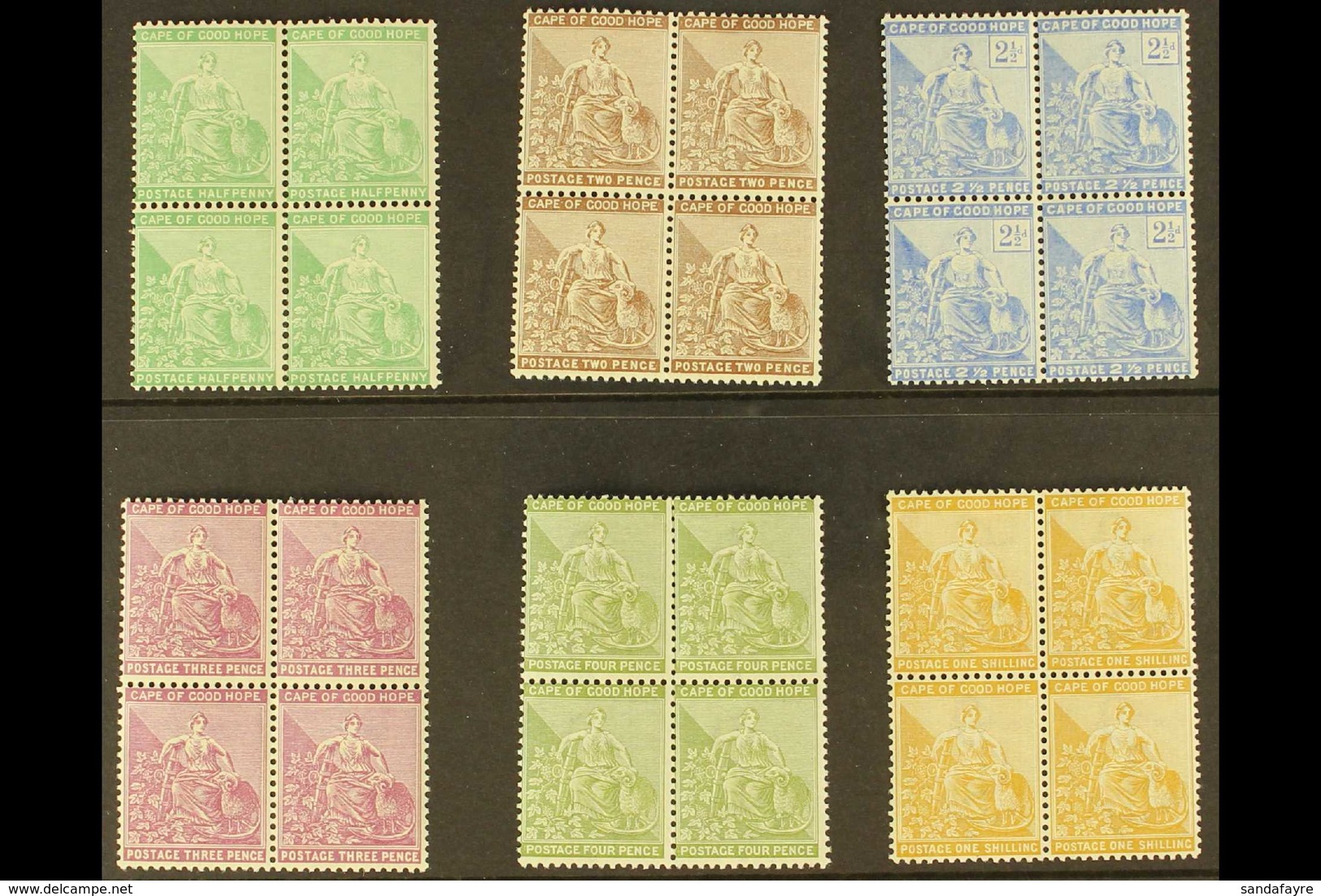 CAPE OF GOOD HOPE 1893-98 NHM BLOCKS OF 4. An Attractive Half Dozen NHM Blocks That Includes ½d Yellow Green (SG 61), 2d - Non Classificati