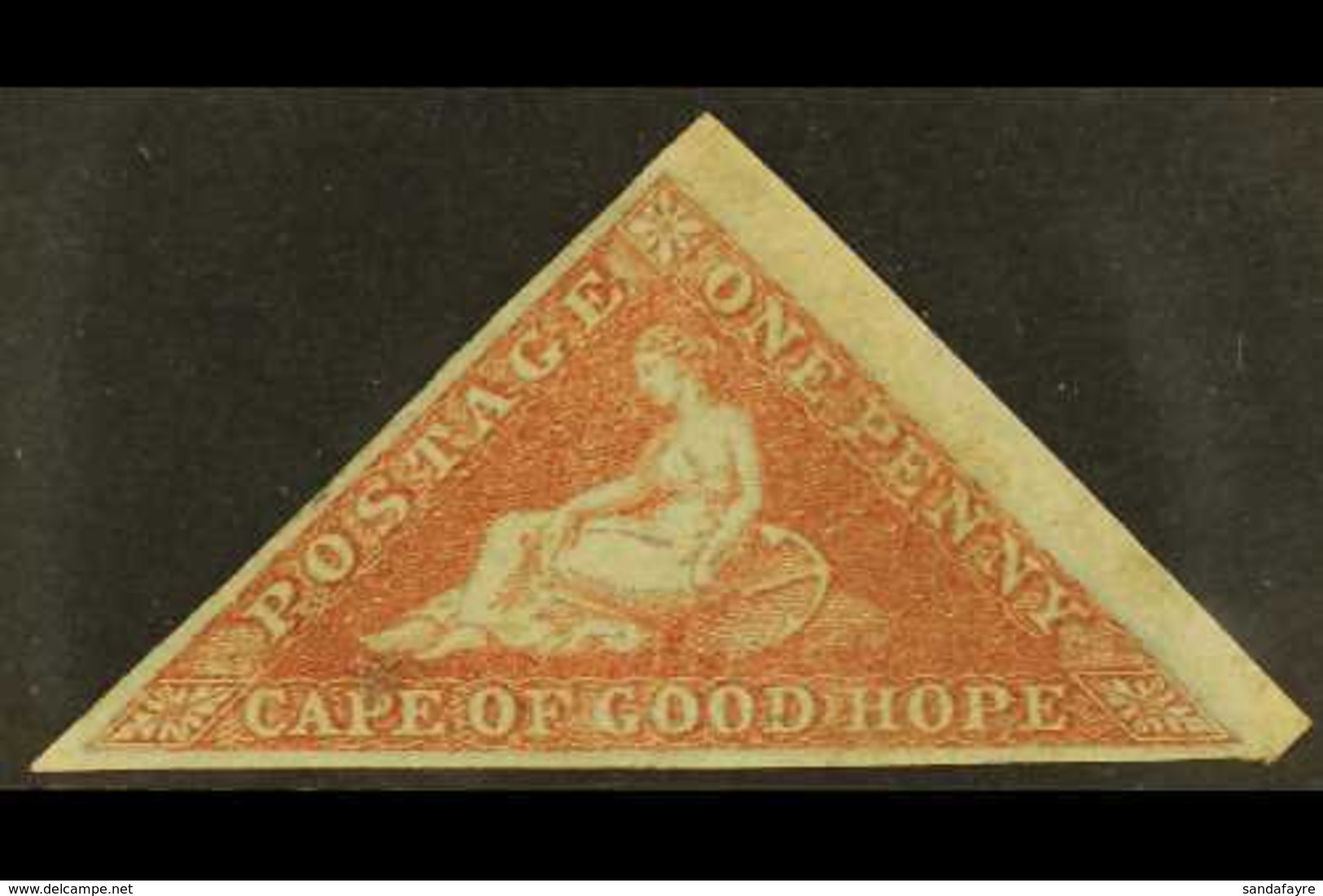 CAPE OF GOOD HOPE 1853 1d Brick-red Paper Slightly Blued Triangular, SG 3, Unused Regummed, Four Good To Large Margins,  - Non Classificati