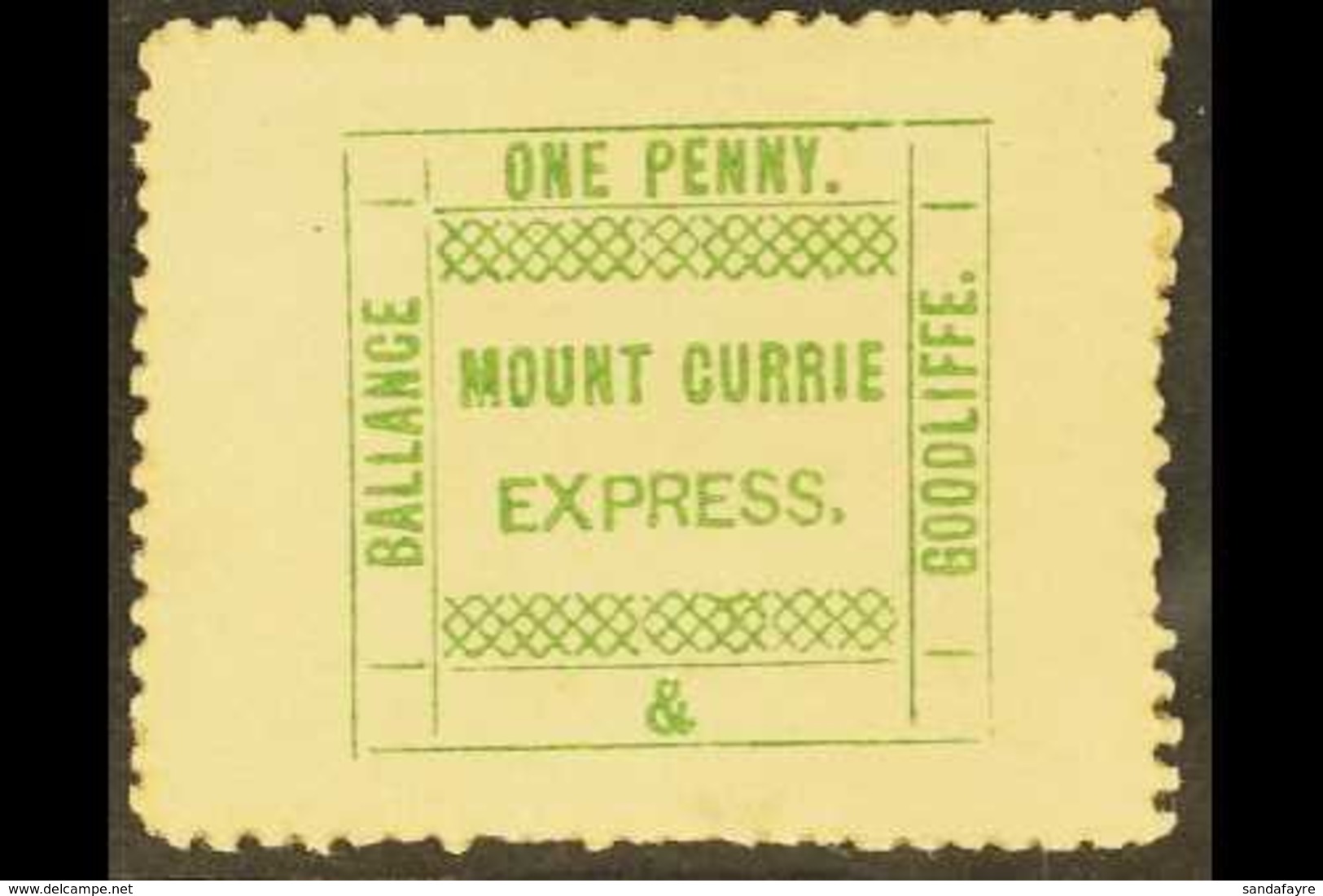 EAST GRIQUALAND - MOUNT CURRIE EXPRESS 1d Green , Ballance And Goodliffe Courier Post Stamp, Very Fine Mint Og. Extremel - Unclassified