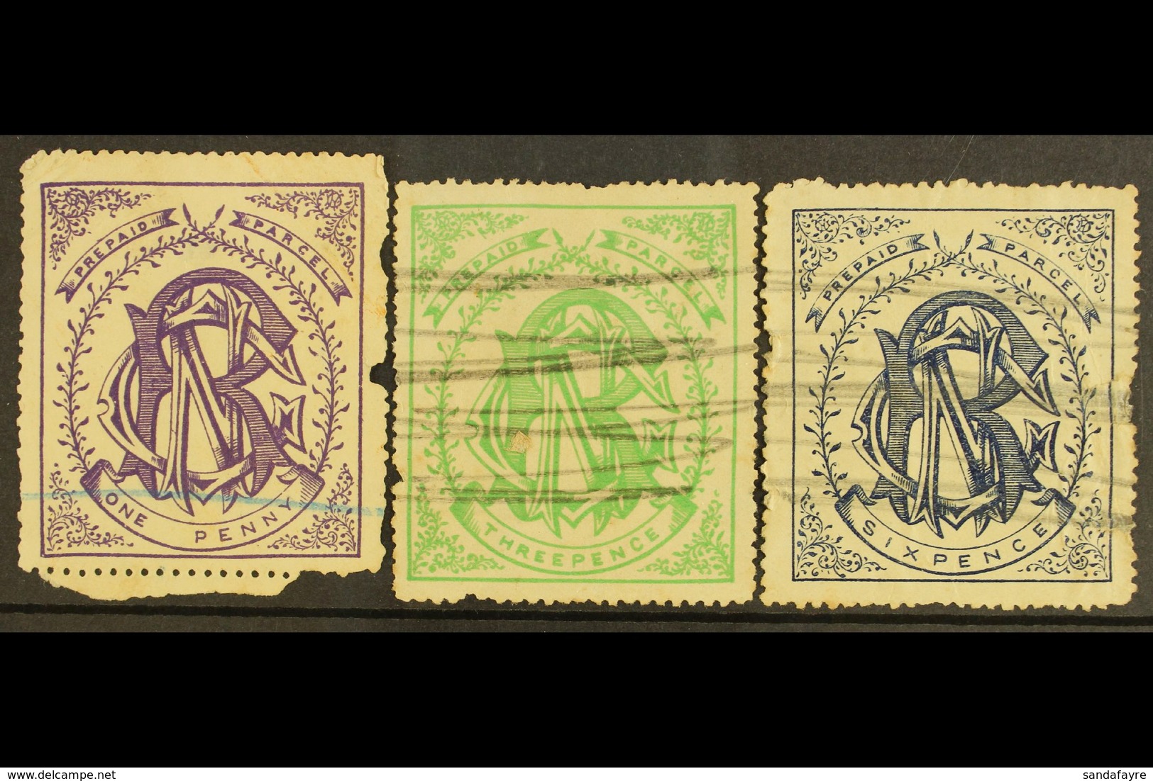 NATAL NATAL GOVERNMENT RAILWAY 1880 1d Violet, 3d Green & 6d Blue, Used With Faults, A Rare Trio (3 Stamps) For More Ima - Non Classificati